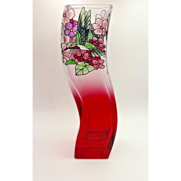 Joan Baker Designs Hand Painted Hummingbird Hydrangea Vase Used - Picture 5 of 12